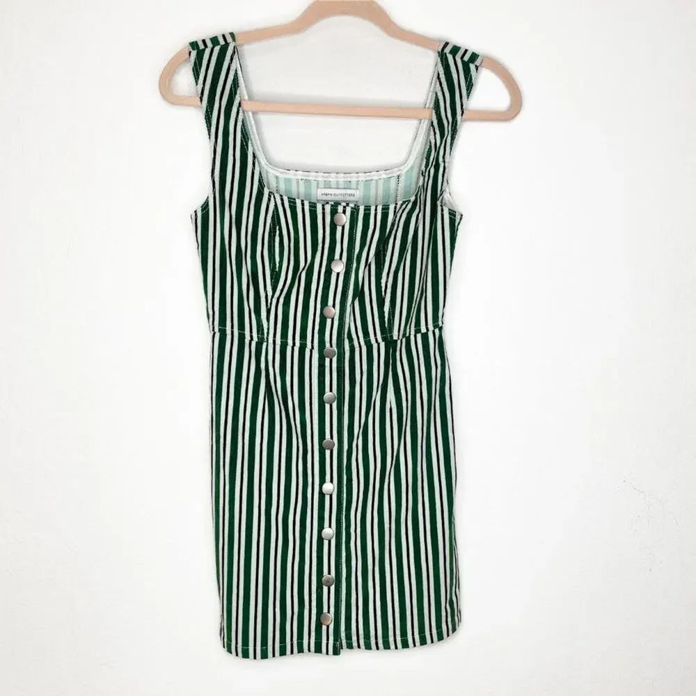 Urban Outfitters Sleeveless Striped Corduroy Snap Front Mini Jumper Dress Size 0
